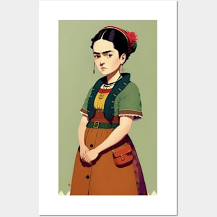 Young Frida's Whimsy: Cartoon Illustration Posters and Art